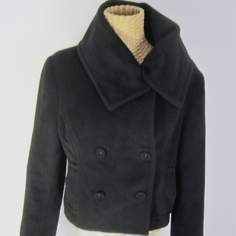Vtg bebe Women M Black LS 65% Angora 35% Silk Short Jacket Lined Soft Blazer Y2K - Picture 1 of 11